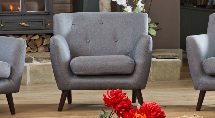 Armchair - ELVERRA Fabric Chair Dark Legs - Dark Grey - Archie Homes