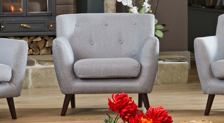 Armchair - ELVERRA Fabric Chair Dark Legs - Light Grey - Archie Homes
