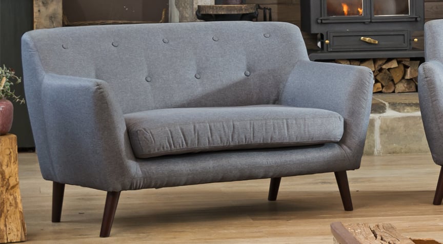 2 Seater Sofa - ELVERRA Fabric Sofa Dark Legs - Dark Grey - Archie Homes