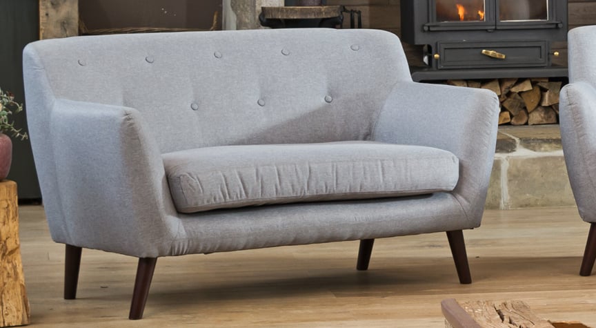 2 Seater Sofa - ELVERRA Fabric Sofa Dark Legs - Light Grey - Archie Homes