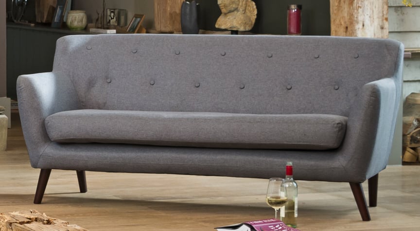 3 Seater Sofa - ELVERRA Fabric Sofa Dark Legs - Dark Grey - Archie Homes