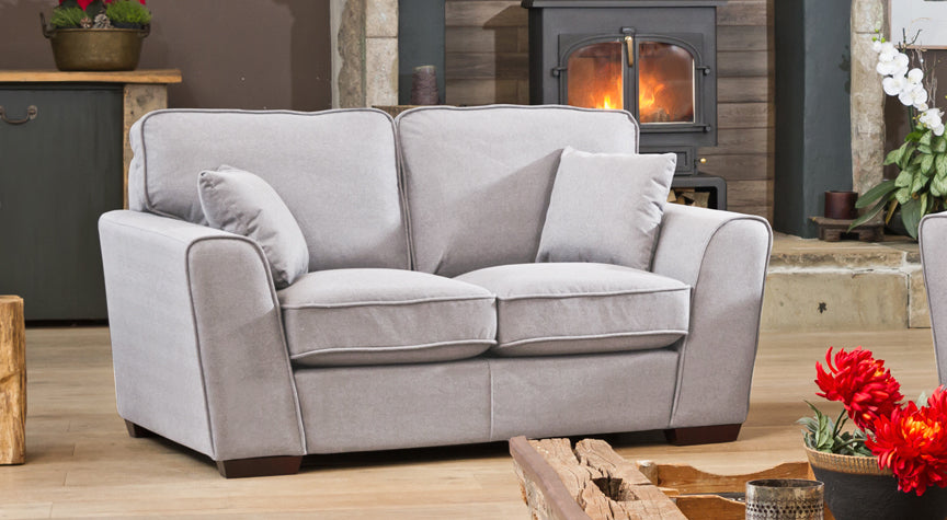 2 Seater Sofa - CASTIANO Fabric Sofa - Light Grey - Archie Homes