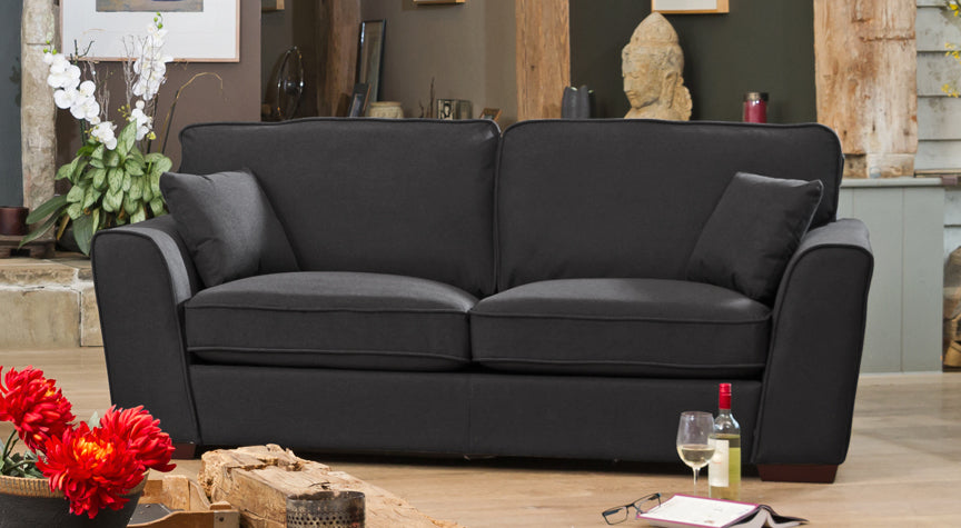 3 Seater Sofa - CASTIANO Fabric Sofa - Charcoal - Archie Homes