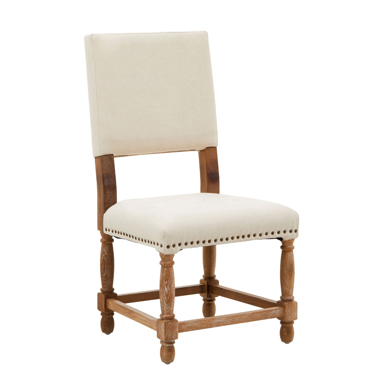Lyon Oak Burn Whitewash Linen Dining Chair
