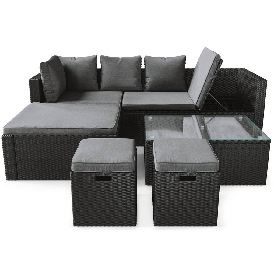 UPHAM Garden Corner Sofa Set - Black with Grey - Avellino & Wells