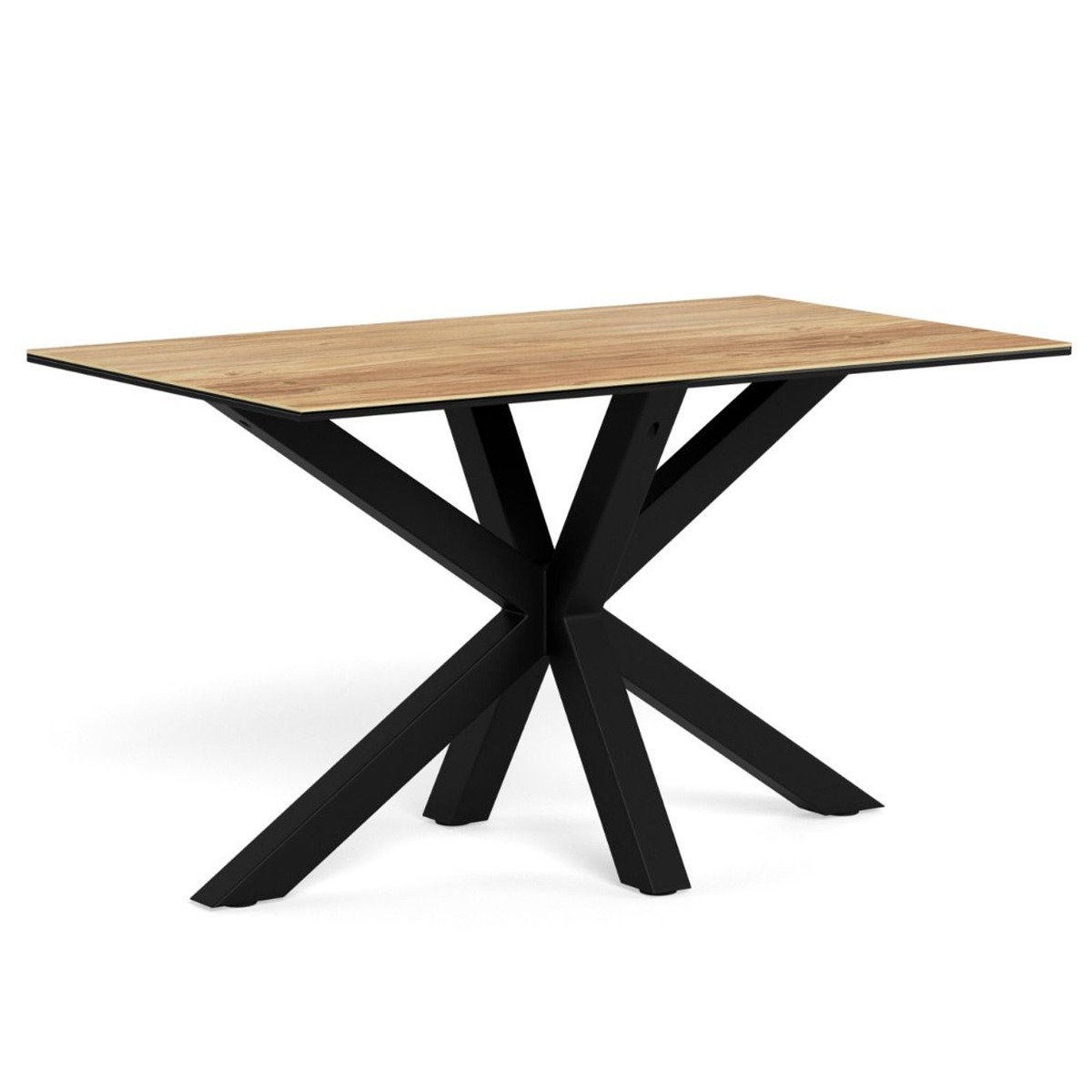 FUMES Dining Table with Ceramic Glass Top - Black, 135cm