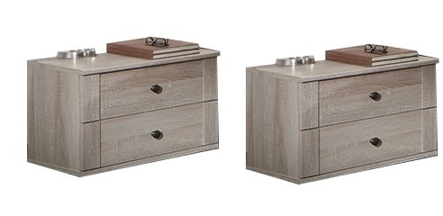 Bedside Table - CAIRO 2 Piece 2 Drawer Nightstand Oak 52cm - Wimex Distribution