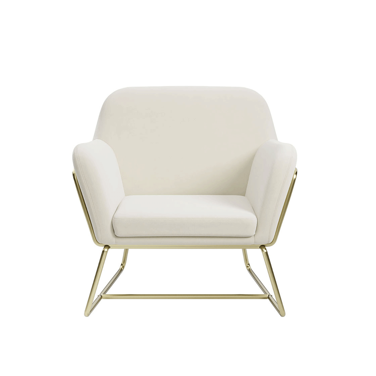 Winchester Armchair With Brushed Gold Legs - Cream Velvet - Leeds Plywood