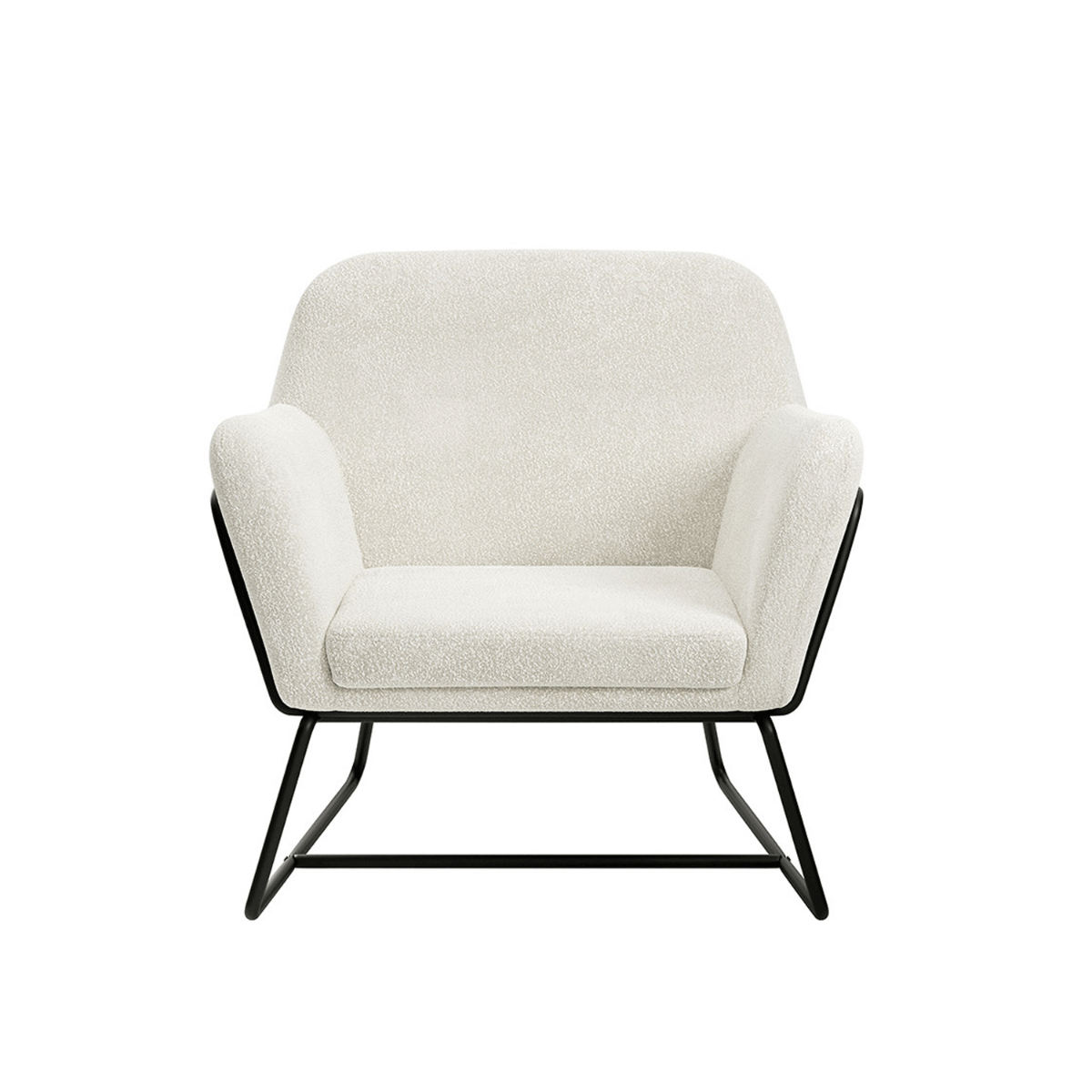 Winchester Armchair with Matte Black Legs - Ivory Boucle - Leeds Plywood