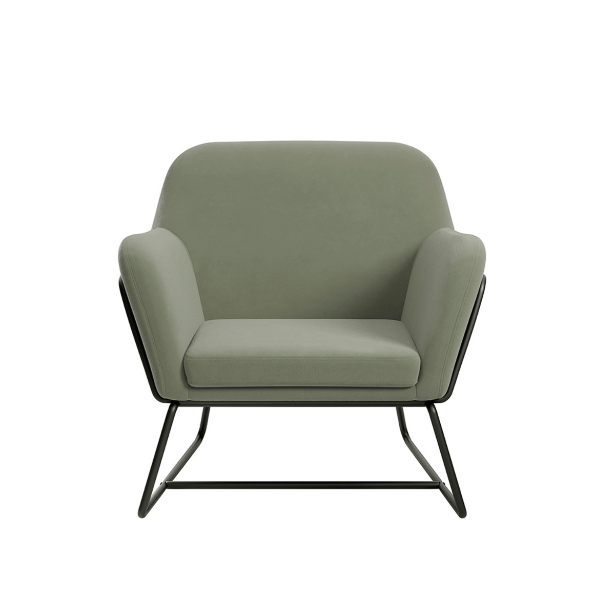 Winchester Armchair with Matte Black Legs - Sage Velvet - Leeds Plywood