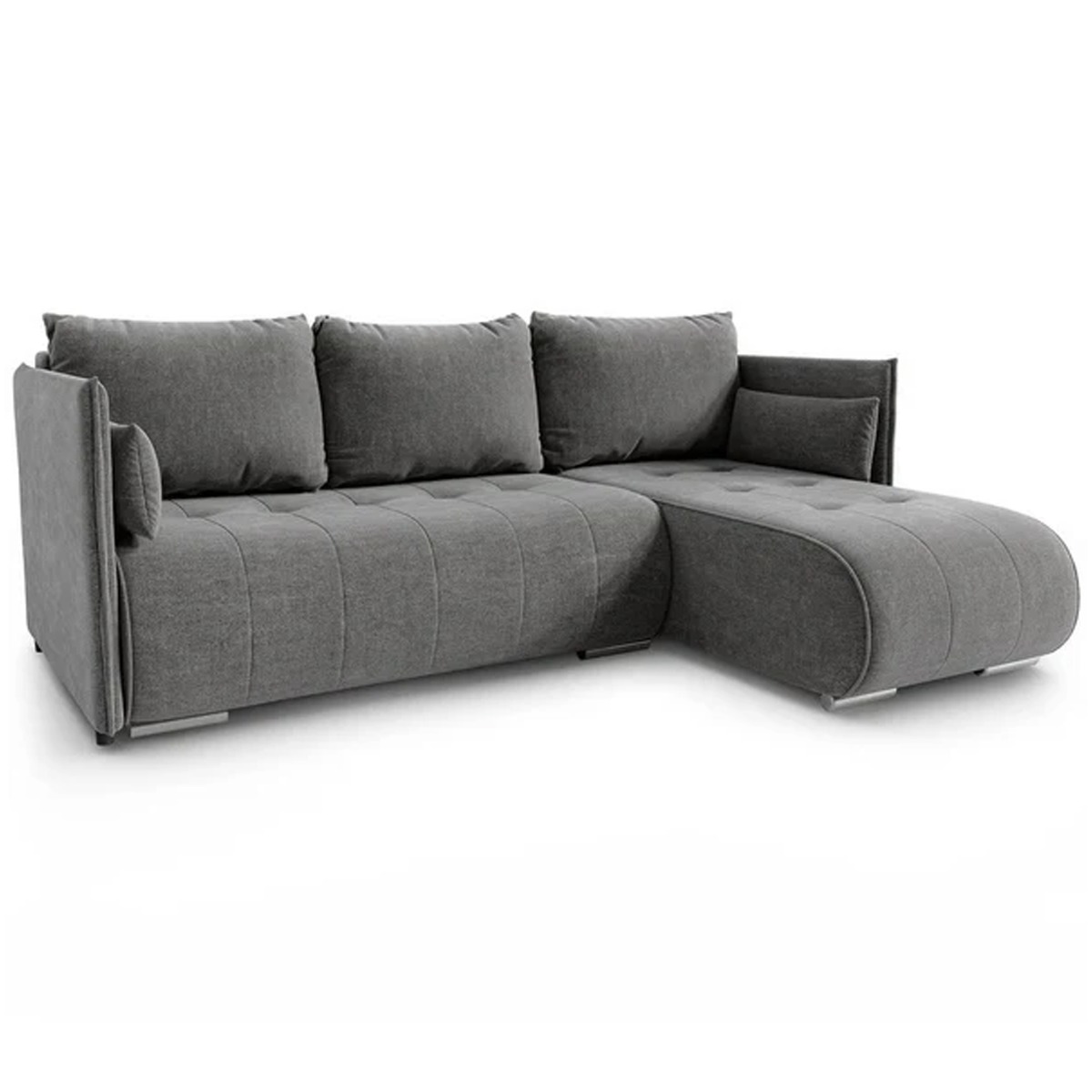 Sofa Bed - CHARLOTTE 3 Seater Corner Sofa Bed Graphite 218cm - Avellino & Wells