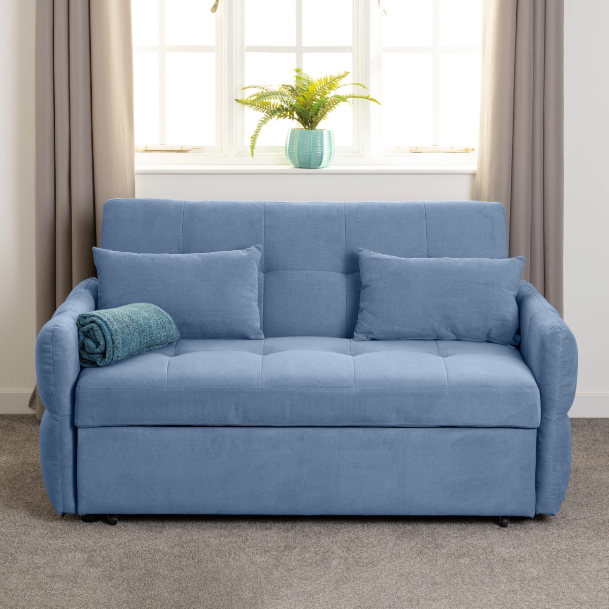 Chelsea Sofa Bed - Blue Fabric - Budget Deals
