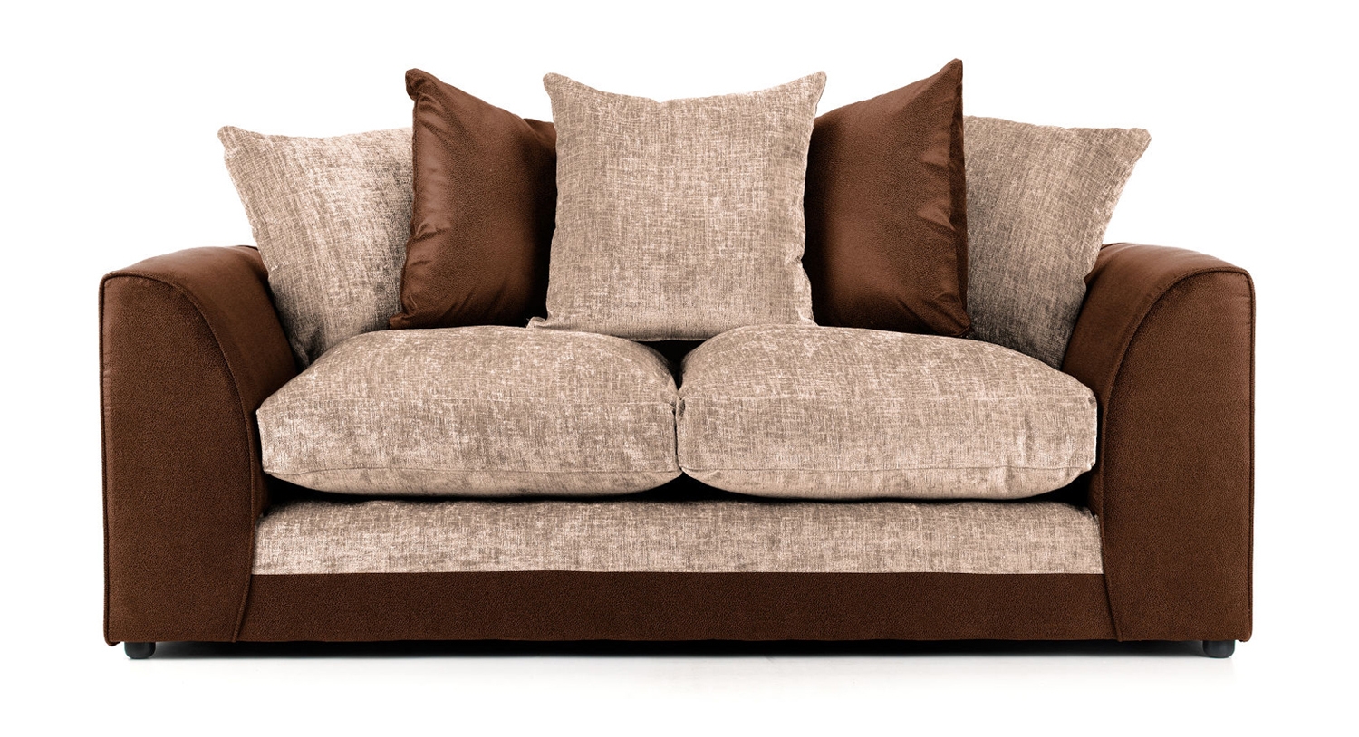 Aruba Brown and Beige Fabric 3 Seater Sofa - Home Done