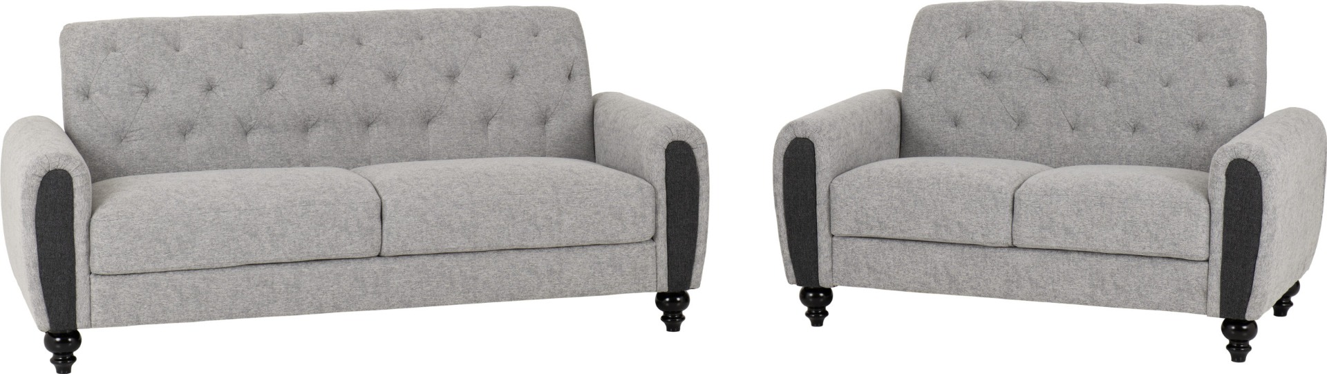 Chester 3+2 Suite - Light Grey Fabric - Budget Deals