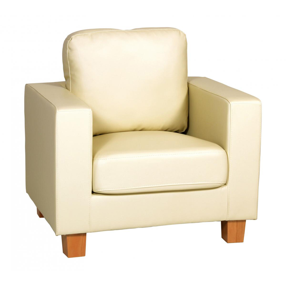 Buxton Chesterfield Single Seater Sofa Suite in PU Leather - Cream - Sigrid Mills