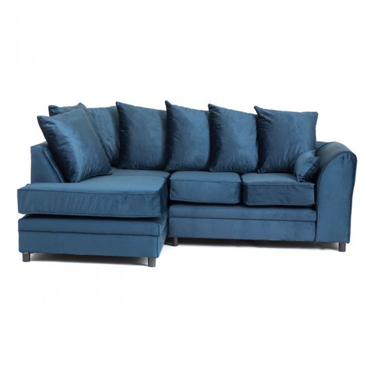 CHICAGO Velvet 4 Seater L Shaped - Left Hand Facing Corner Sofa - Dark Blue - Interior Masters