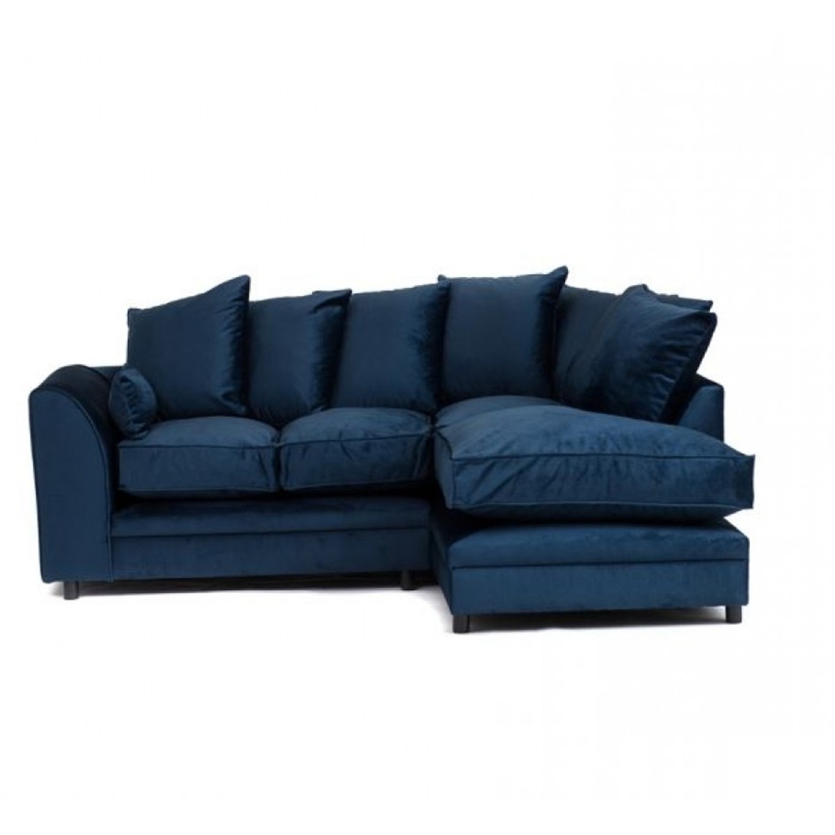 CHICAGO Velvet 4 Seater L Shaped - Right Hand Facing Corner Sofa - Dark Blue - Interior Masters
