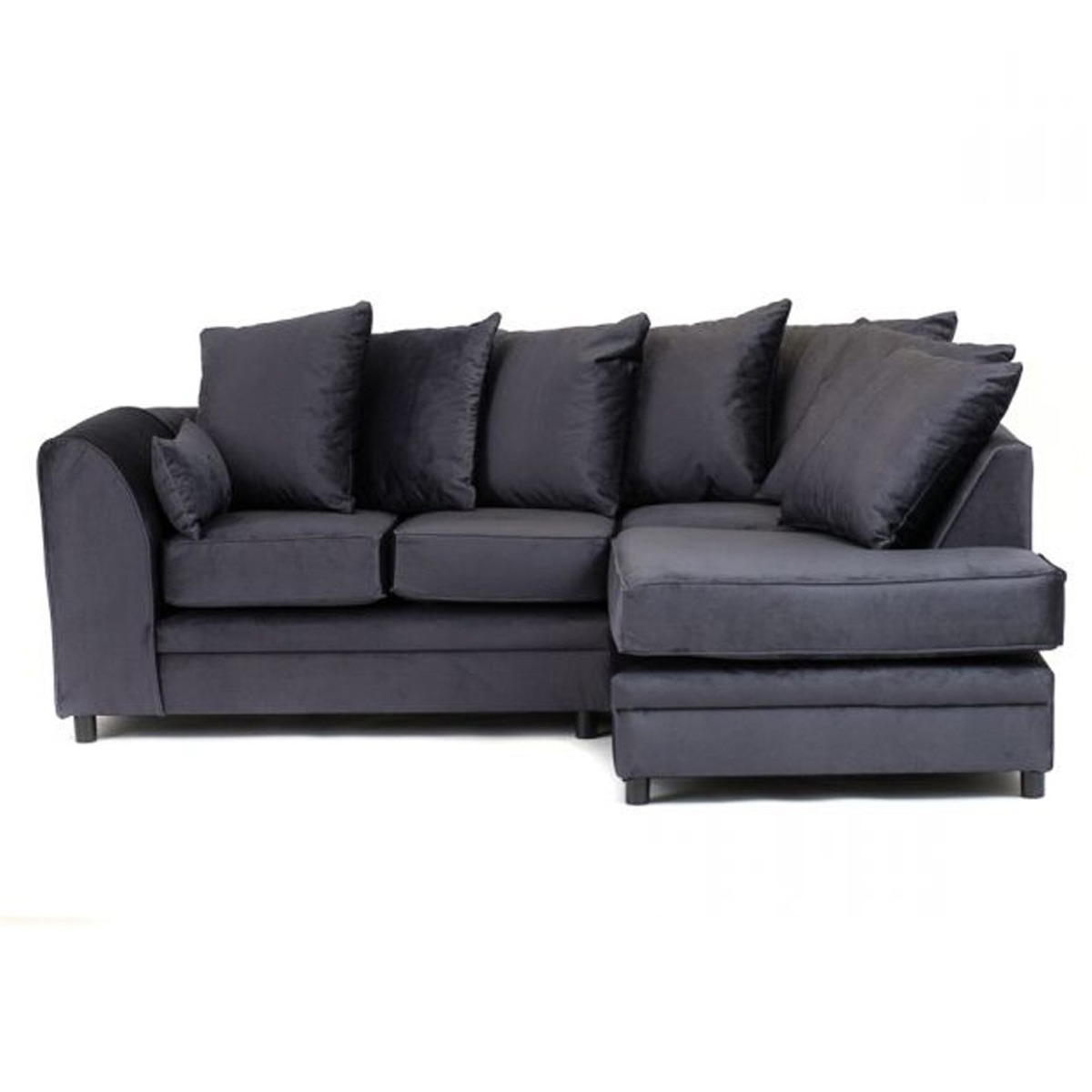 CHICAGO Velvet 4 Seater L Shaped - Right Hand Facing Corner Sofa - Dark Grey - Interior Masters