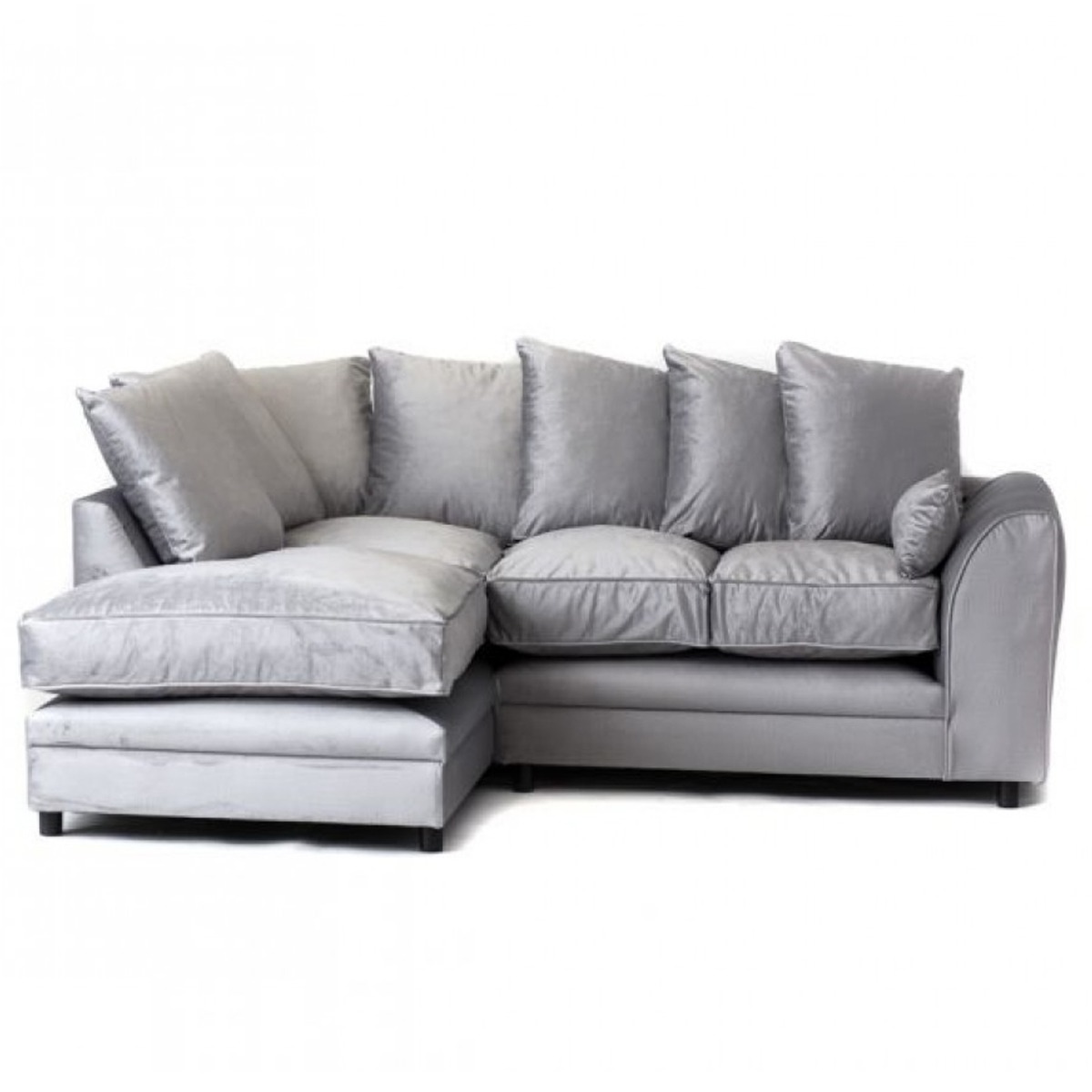 CHICAGO Velvet 4 Seater L Shaped - Left Hand Facing Corner Sofa - Light Grey - Interior Masters