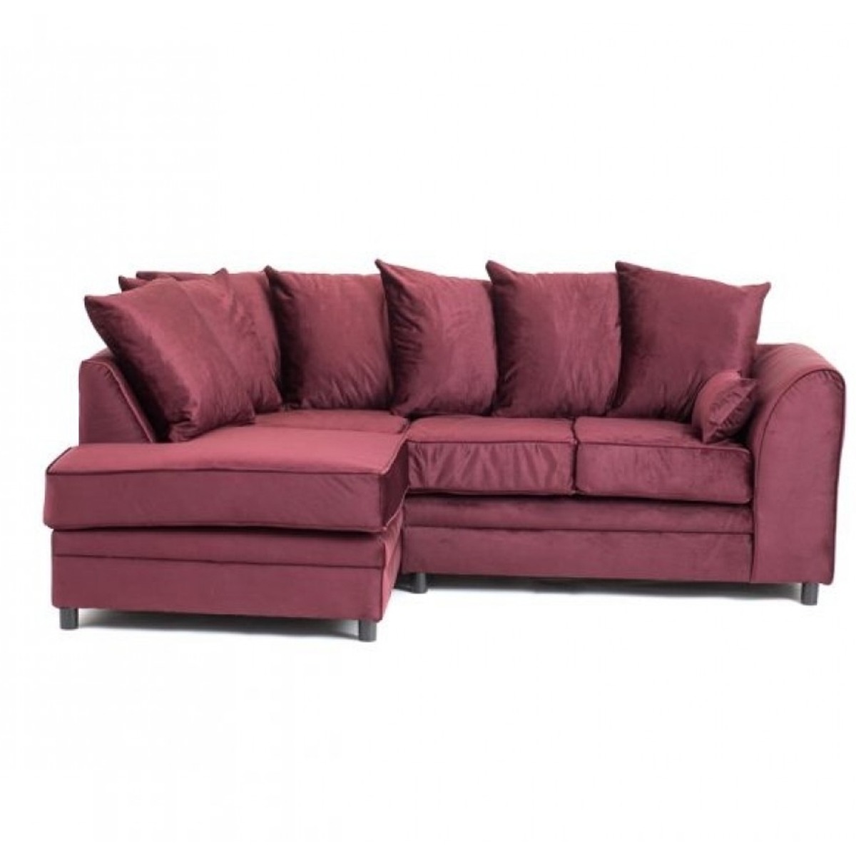 CHICAGO Velvet 4 Seater L Shaped - Left Hand Facing Corner Sofa - Heather Rose - Interior Masters