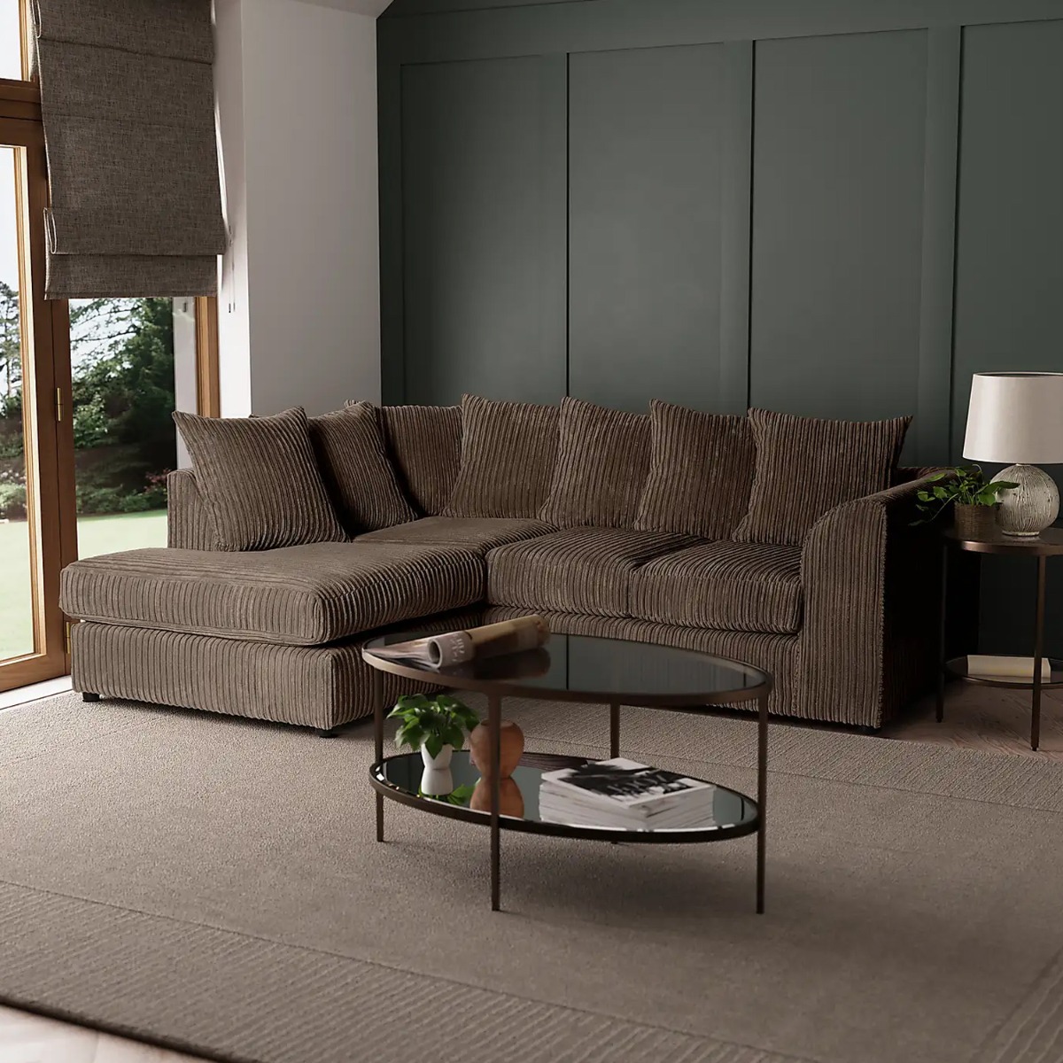 Blake Jumbo Cord Coffee Corner Sofa - Left and Right Arm - Home Done