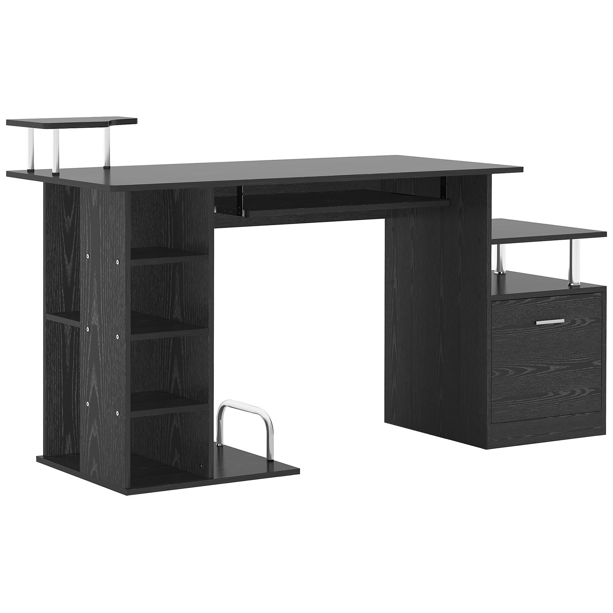 Computer Desk PC Workstation with Drawer Shelves CPU Storage Rack Home Office Furniture (BLACK) - Life Essentials