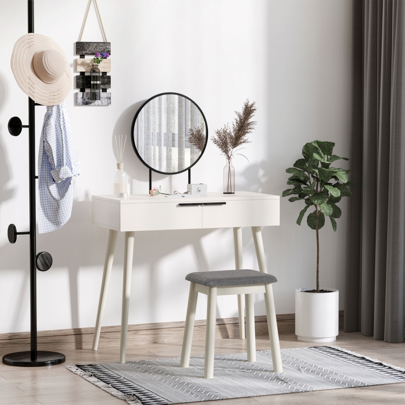 Dressing Table - DIANA 2 Drawer Dresser White 80cm - Home Deals