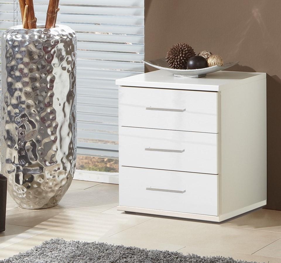 Bedside Table - CLAPPEN 3 Drawer Nightstand White 46cm - Wimex Distribution