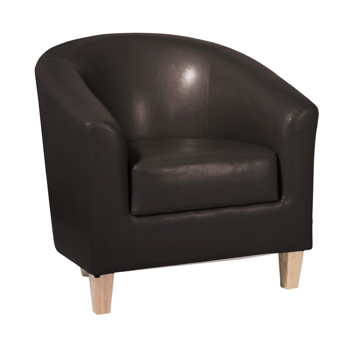 Bexhill Single Seater Faux Leather Sofa - Brown - Sigrid Mills