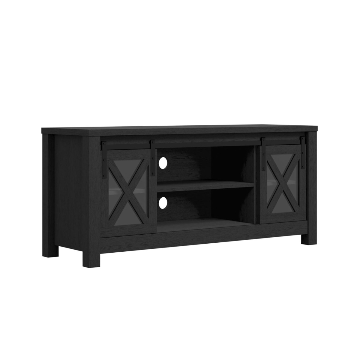 Harper Glass Media Unit - Black - Leeds Plywood