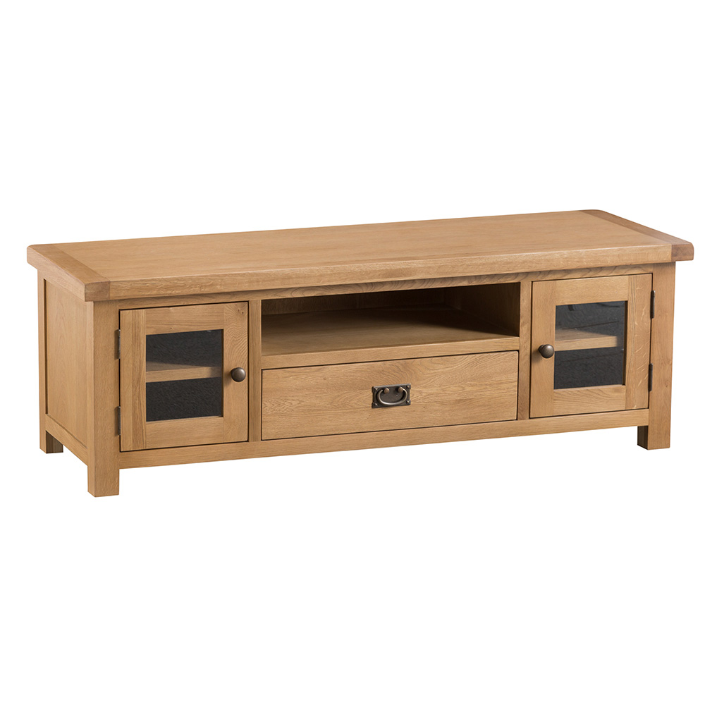 Classic Large TV Unit - Medium Oak Finish - Kettle Homes