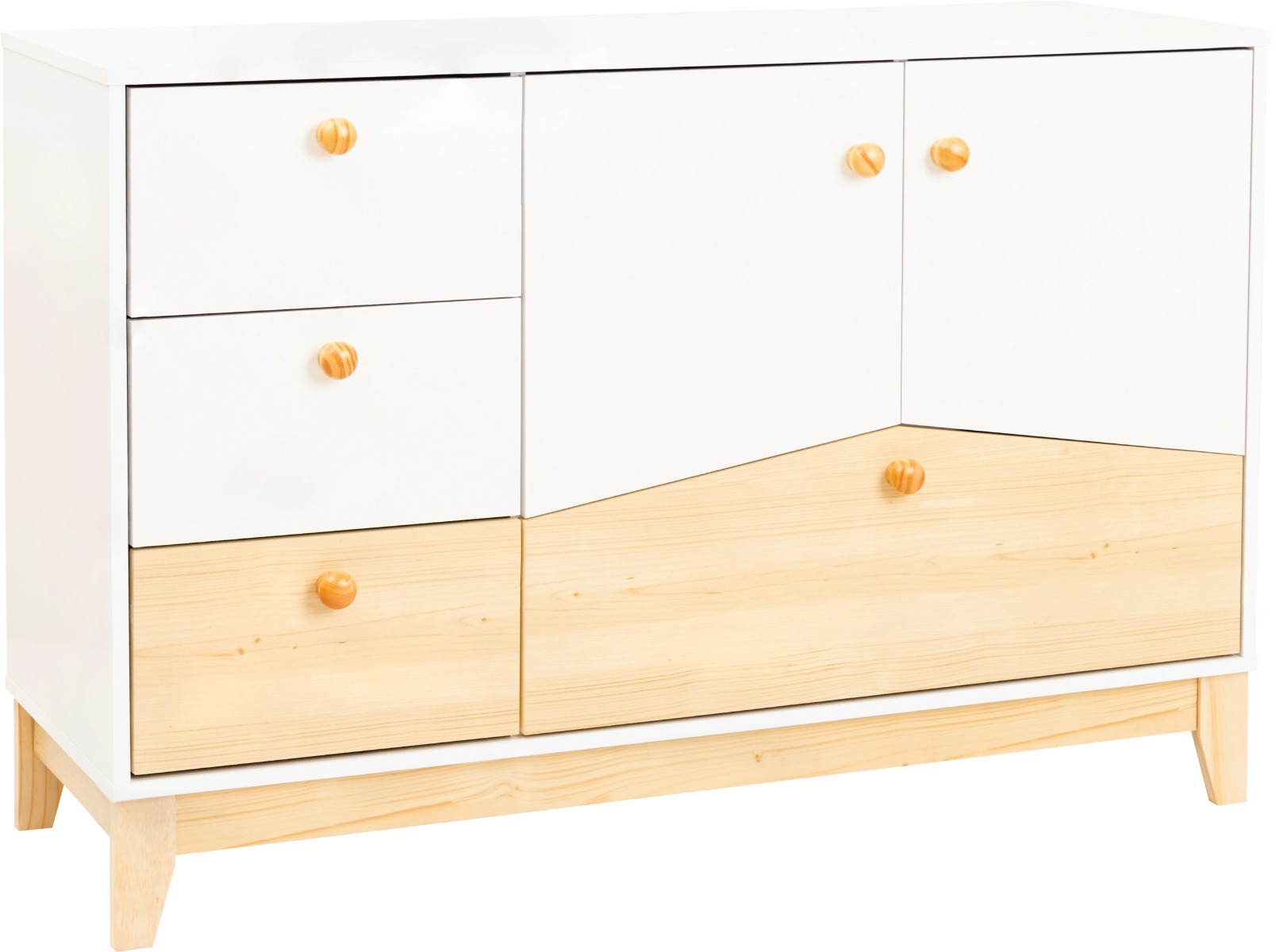 Cody 2 Door 4 Drawer Storage Unit - White Pine Effect - Budget Deals