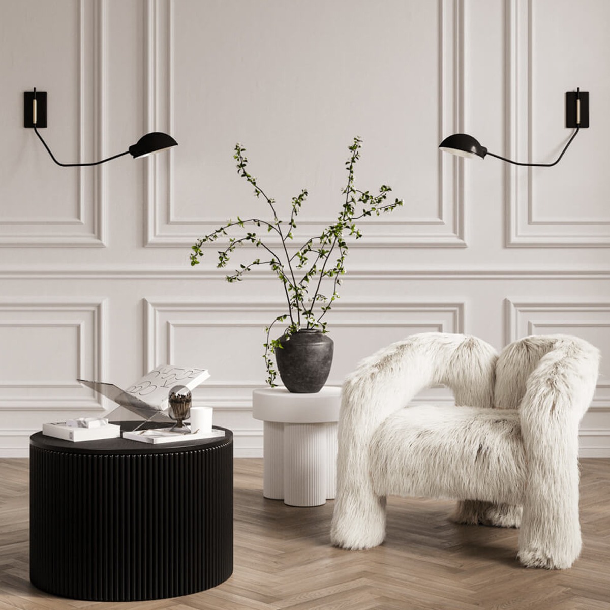 ELEN Ash Veneer Coffee Table - Black - Leeds Plywood