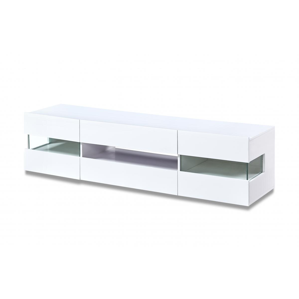 Totnes White High Gloss TV Unit with LED Feature - 4 Compartments - Sigrid Mills