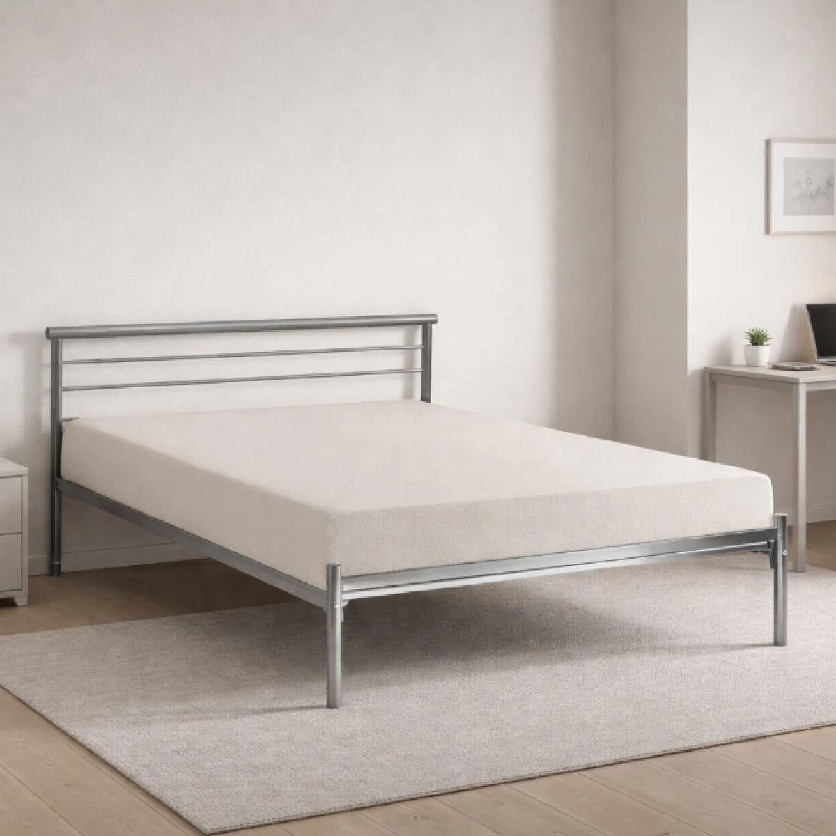 Contract Mesh Silver Metal Bed Frame - 5ft Kingsize - Beds-To-Go