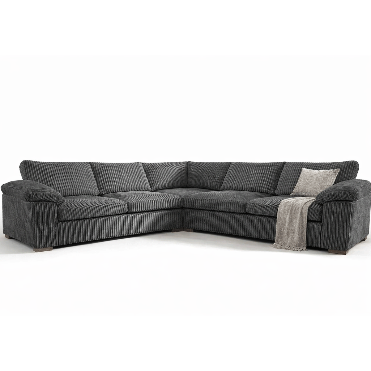 Corner Sofa - CORDURA Full Back Jumbo Cord - Grey - Home Done