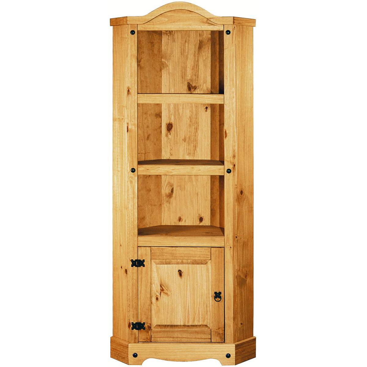 Waltham Distressed Solid Waxed Light Pine Corner Display Unit - Natural - Sigrid Mills