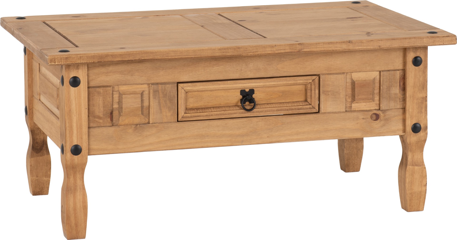 Corona 1 Drawer Coffee Table - Distressed Waxed Pine - Budget Deals