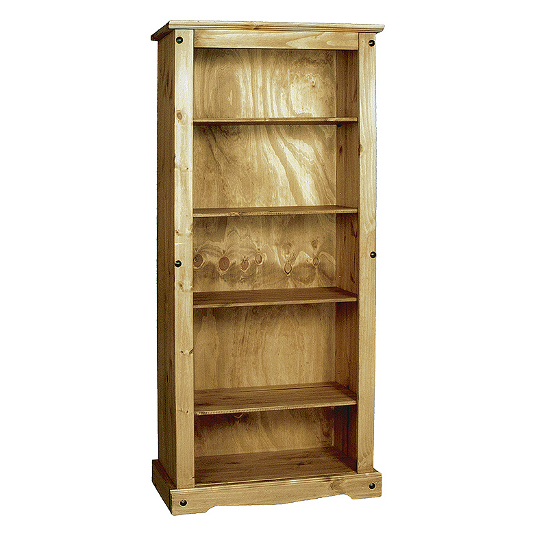 Waltham Distressed Solid Waxed Light Pine Wooden Bookcase with 4 Shelves - Large - Sigrid Mills