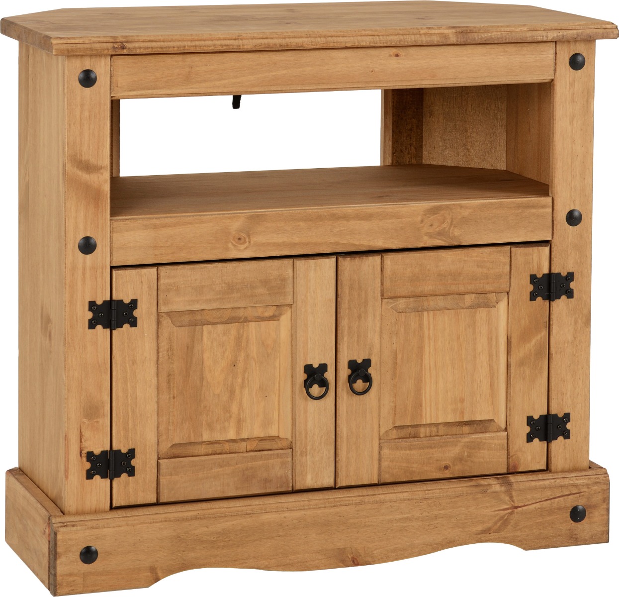 Corona Corner TV Cabinet - Distressed Waxed Pine - Budget Deals