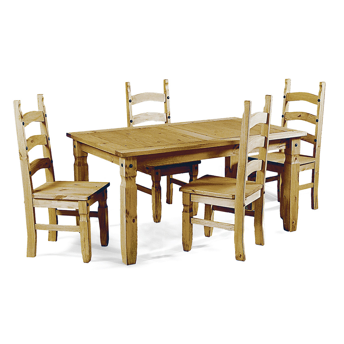 Waltham Distressed Solid Waxed Light Pine Dining Set with 4 Chairs - Natural - Sigrid Mills