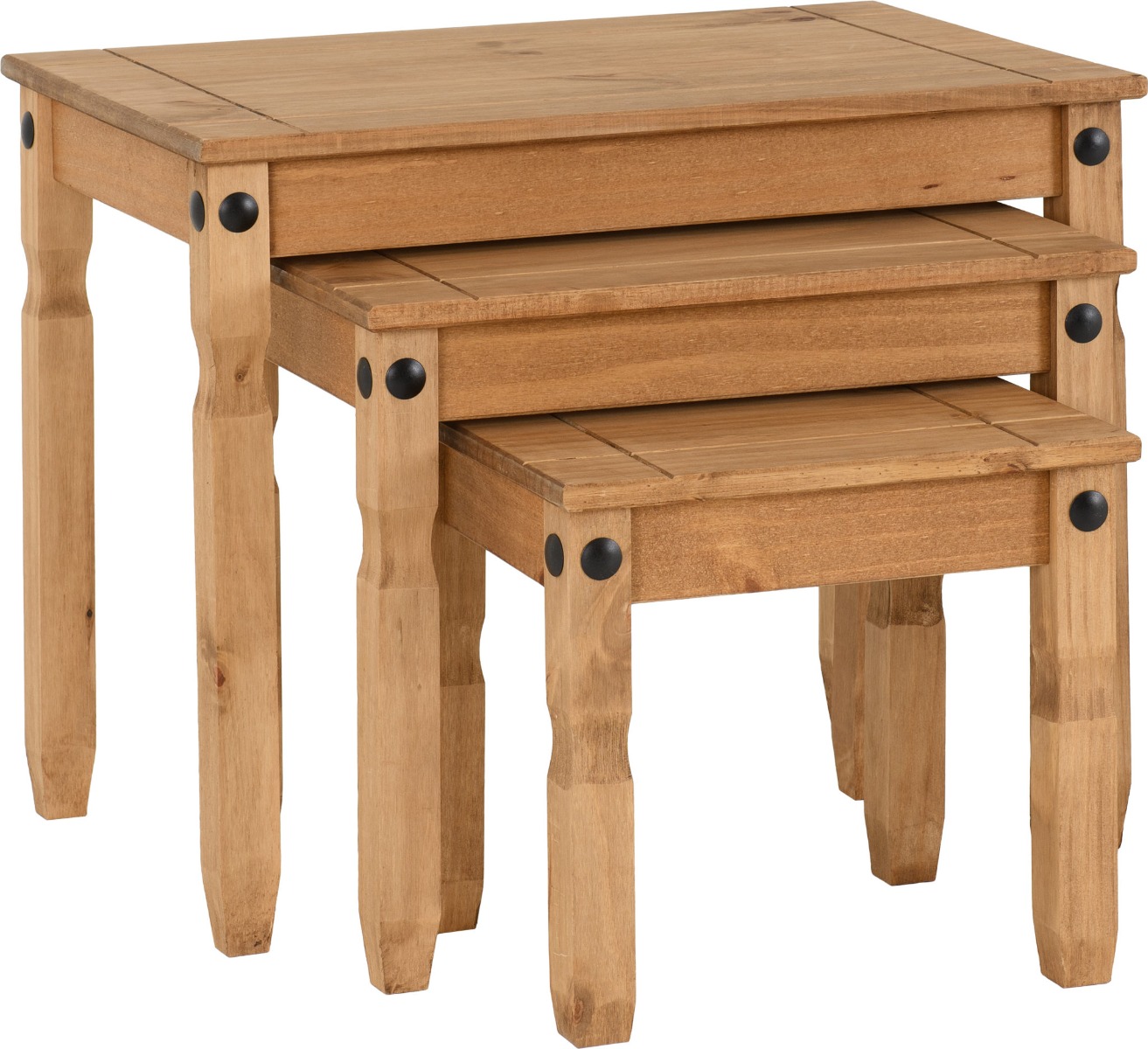 Corona Nest Of Tables - Distressed Waxed Pine - Budget Deals