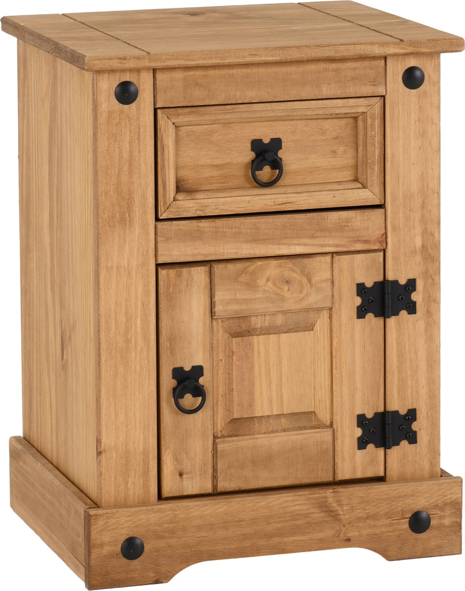 Corona Petite Bedside - Distressed Waxed Pine - Budget Deals