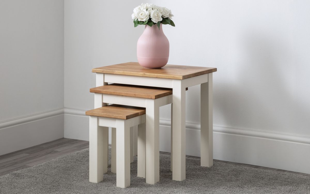 Coxmoor Nest of 3 Tables - Ivory & Oak - JB Collections