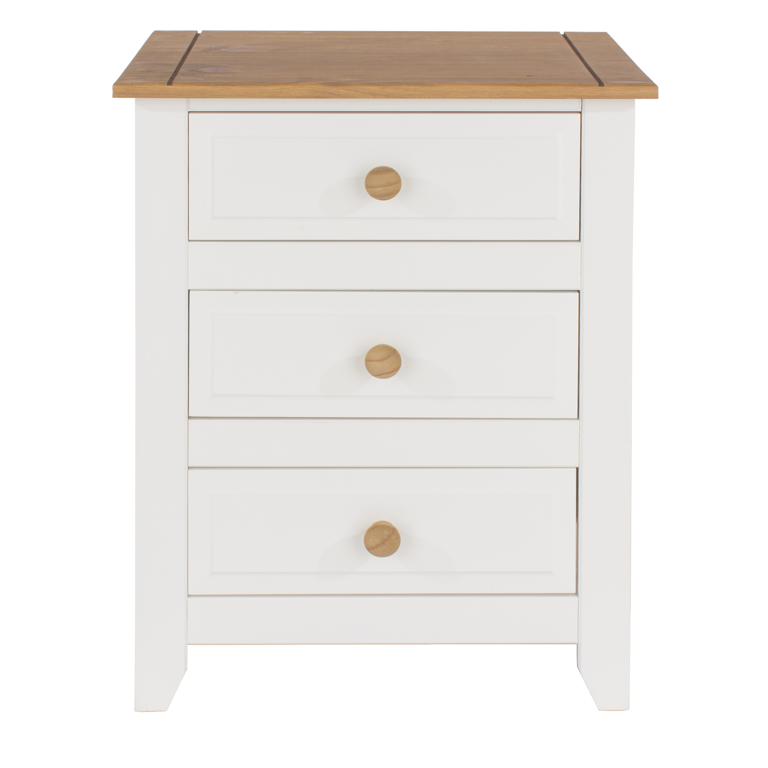 Bedside Table - CAPRI 3 Drawer Nightstand White 52.5cm - Colton & Sawyer