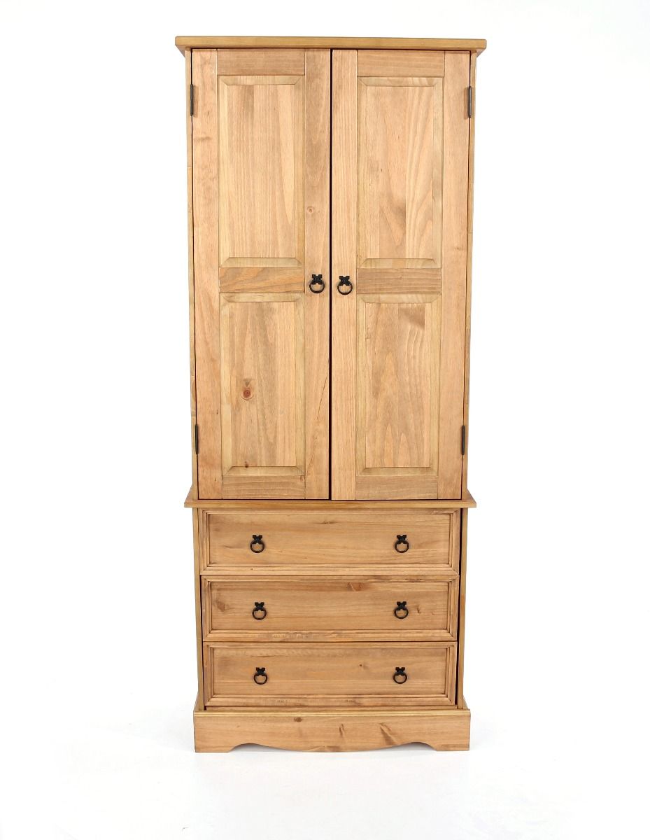 Wardrobe - CECILIA 2 Door Wardrobe Waxed Pine 76.5cm - Colton & Sawyer