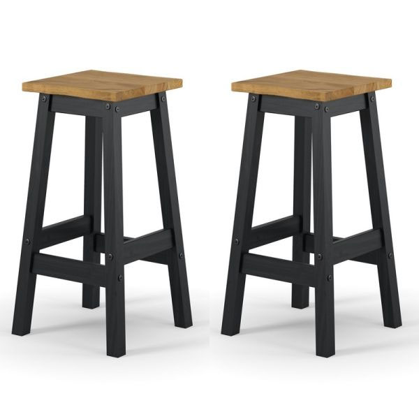 Kyla Live Edge High Breakfast Stools Set of 2 - Pine - Colton & Sawyer