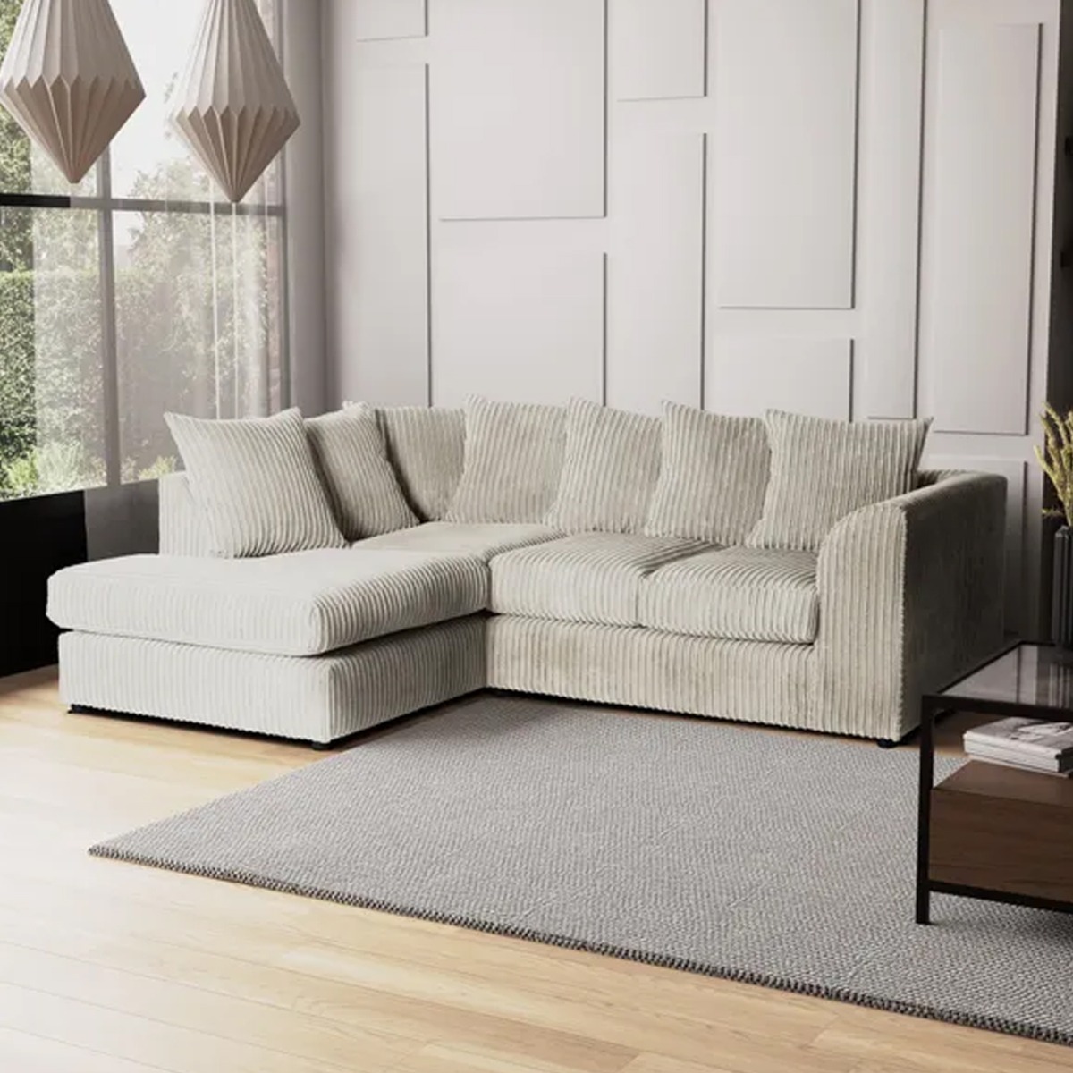 Blake Jumbo Cord Cream Corner Sofa - Left and Right Arm - Home Done