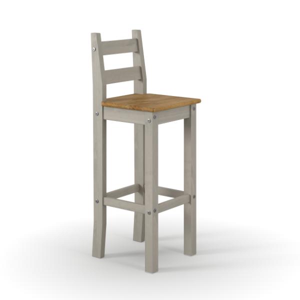 Ethans Pair of High Breakfast Bar Chairs - Grey - Colton & Sawyer