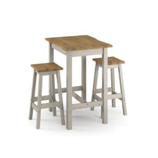 Ethans Rustic High Breakfast Bar Table with 2 Stool Set - Grey - Colton & Sawyer